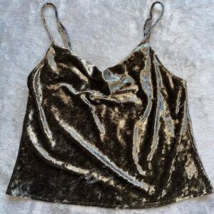 Free People Intimately Crushed Velvet Sleeveless Crop Top Green Women’s Size XS